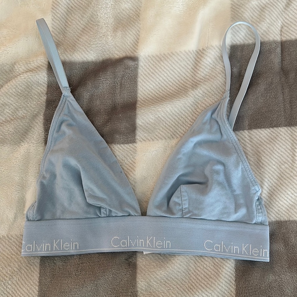 Calvin Klein light blue triangle bralette (size small)